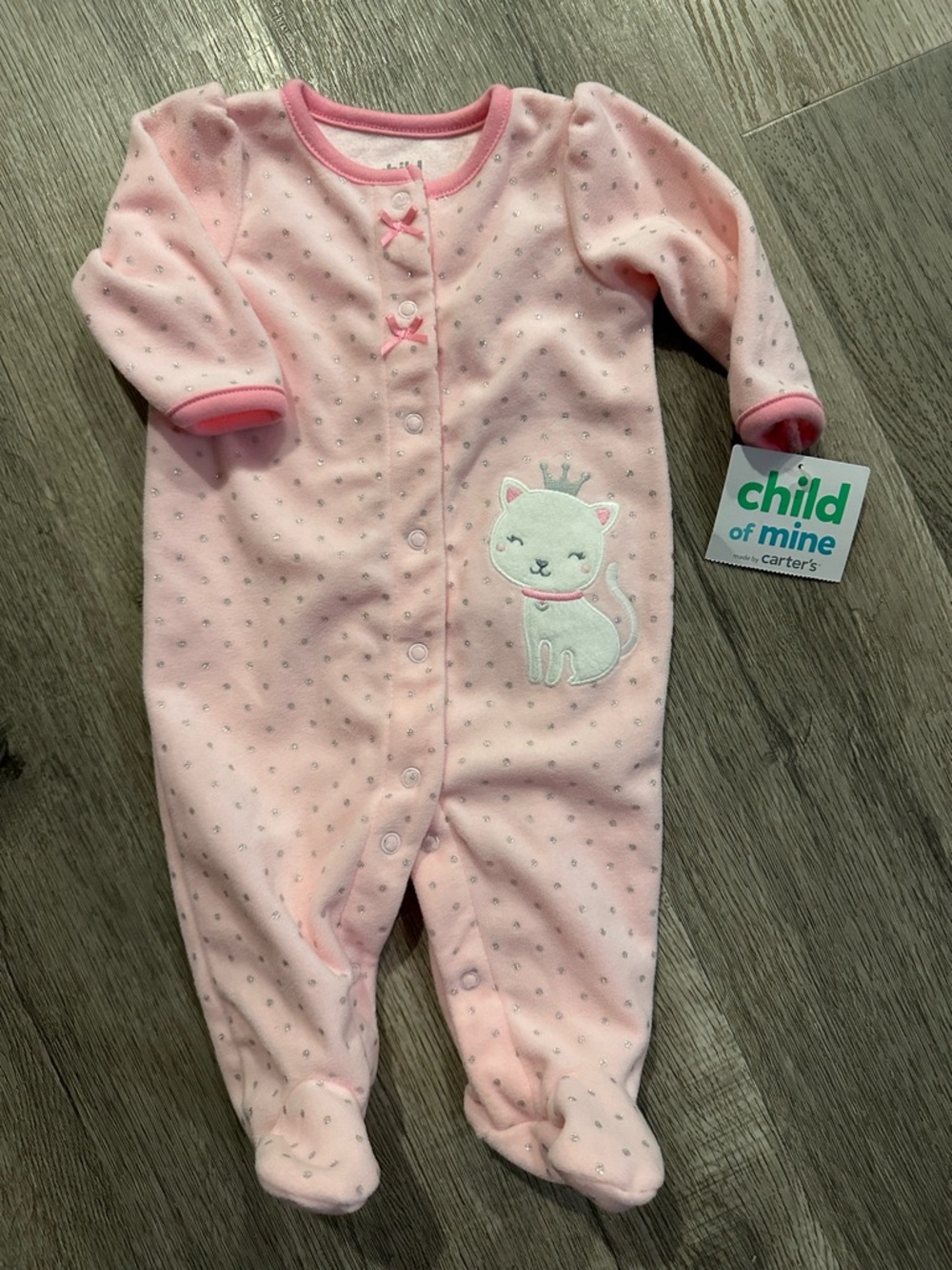 Carters Pink Cat Footed One-Piece